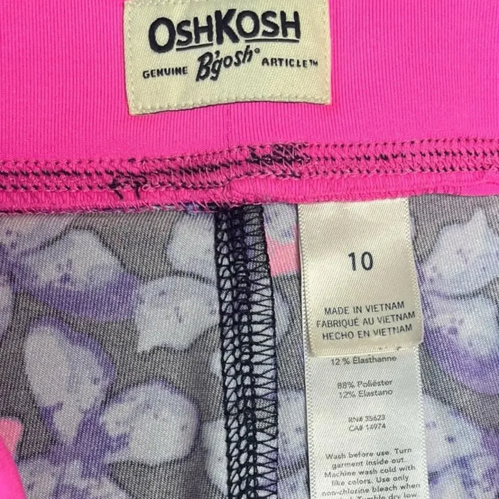 OshKosh B'gosh hot pink blue butterfly print active leggings girls size 10
